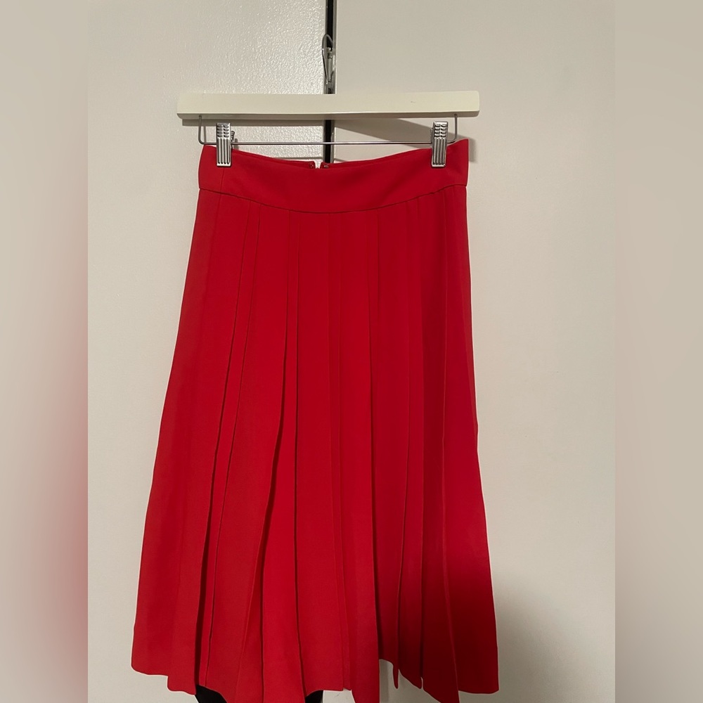 J Crew Knee Skirt With Back Zipper In Red Size 00